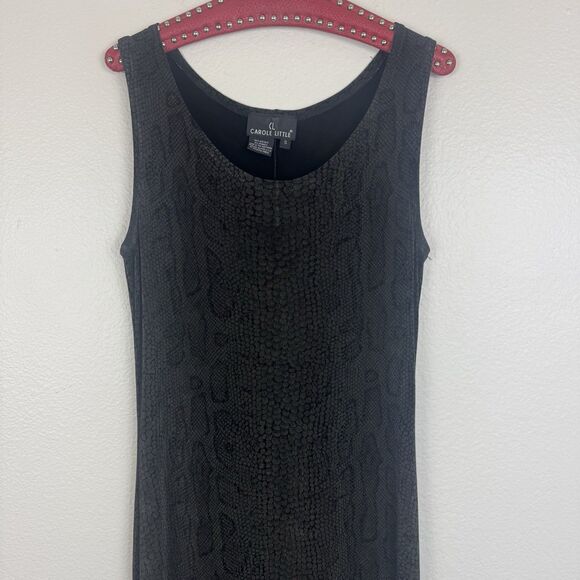 Vintage Carole Little Slinky Stretch Snake Print Sleeveless Maxi Dress Black S - Picture 2 of 13